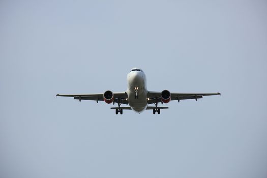 Commercial airplane approaching the runway