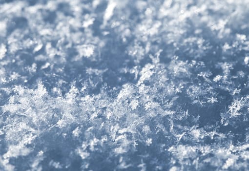 Surface of fresh snow in winter, macro shot