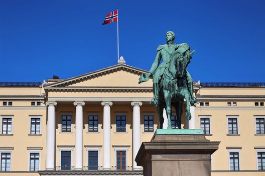 Statue of Norwegian King Karl Johan XIV in Oslo, Norway 