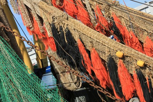 Fishing nets on a mid size trawler