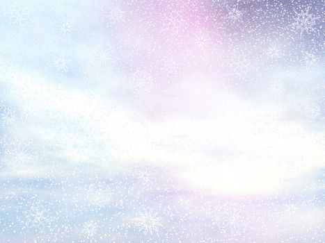 Winter snowy day with lots of snowflakes background - 3D render