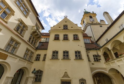 Old city hall yard in Bratislava by day, Slovakia