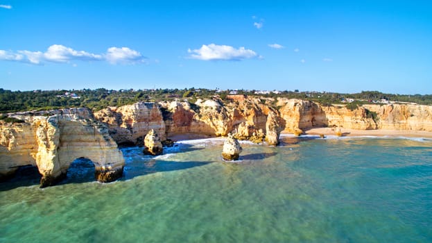 Aerial from Praia da Marinha in the Algarve Portugal