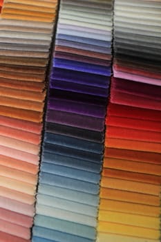 Fabric swatches in an interior decoration shop