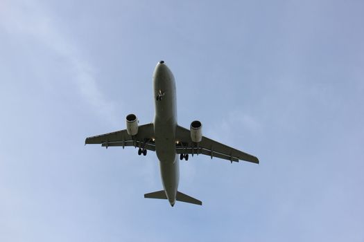 Commercial airplane approaching the runway