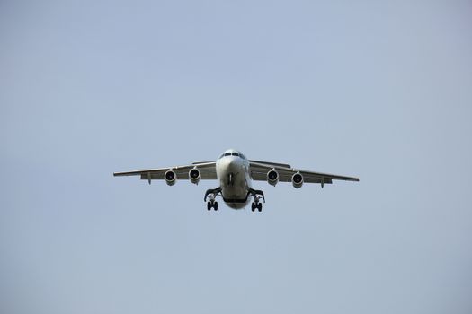 Commercial airplane approaching the runway