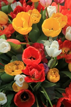 Tulip bouquet in yellow, red and orange