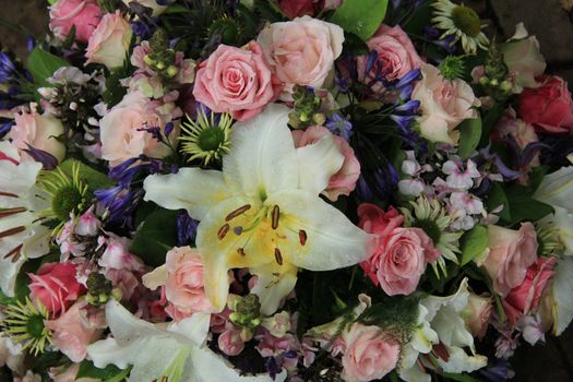 White tiger lily in a bridal arrangement