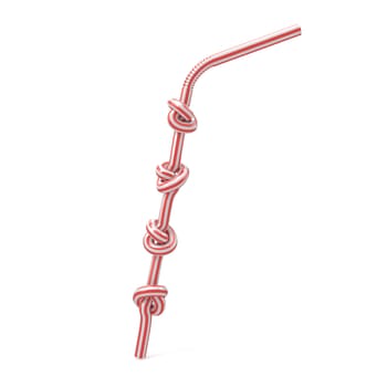 Drinking straw knotted. 3D render illustration isolated on white background