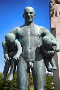 EDITORIAL OSLO, NORWAY - AUGUST 18, 2016: Sculptures at Vigeland Park in the popular Vigeland park ( Frogner Park ), designed by Gustav Vigeland in Oslo, Norway on August 18, 2016. 