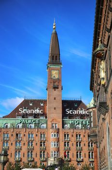 COPENHAGEN, DENMARK - AUGUST 15, 2016: Scandic Palace Hotel is a residential hotel on City Hall Square(The hotel was built by Anders Jensen, from 1909. ) in Copenhagen, Denmark on August 15, 2016.
