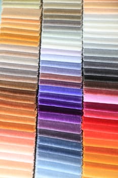 Fabric swatches in an interior decoration shop