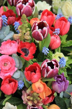 Mixed spring flowers in a colorful bouquet