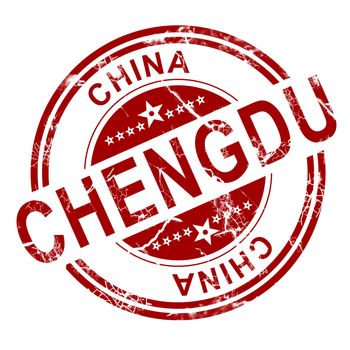 Red Chengdu stamp with white background, 3D rendering