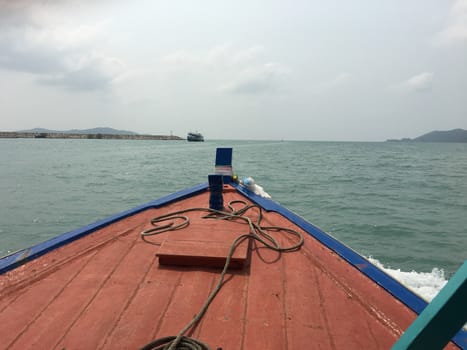 On the way to Koh samet island by local wood boat - At Thailand