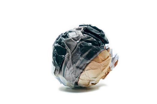 A screwed up piece of paper in ball shape., Crumpled sheet of paper isolated ., Junk paper can be recycle on white background