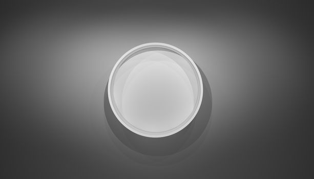 Illuminated circle white shelf for presentations. Gray background. 3D illustration