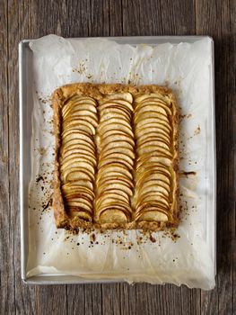 close up of rustic french baked apple galette