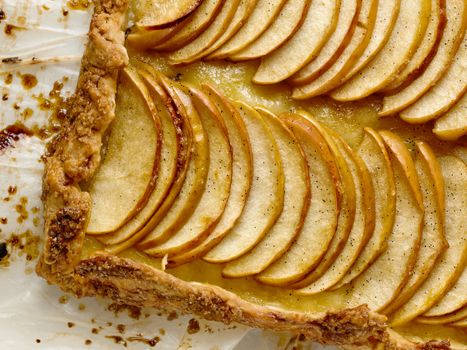 close up of rustic french baked apple galette