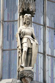 Knightly figure on the central tower in the city of Prague