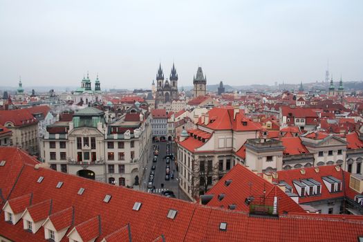 View of roofs of the capital of the Czech Republic city of Prague