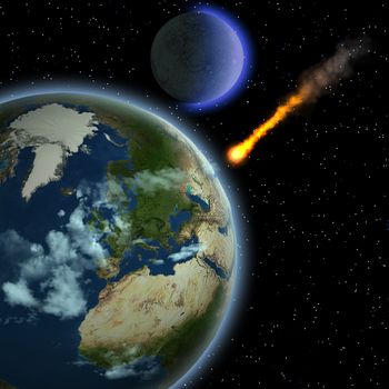 A meteor hits Earth's atmosphere and heats up as it hurtles to the surface of our planet.