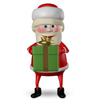 3D Illustration of Santa Claus with Green Gifts Box
