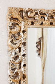 Part of golden baroque classical mirror frame