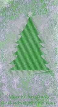 Abstract christmas tree and the words Merry Christmas and a Happy New Year, christmas card