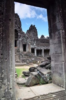 Ancient Bayon Temple At Angkor Wat, Siem Reap, Cambodia