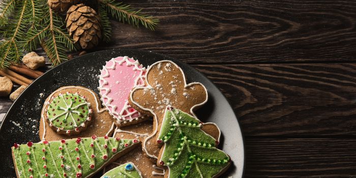 New year homemade gingerbreads with tea