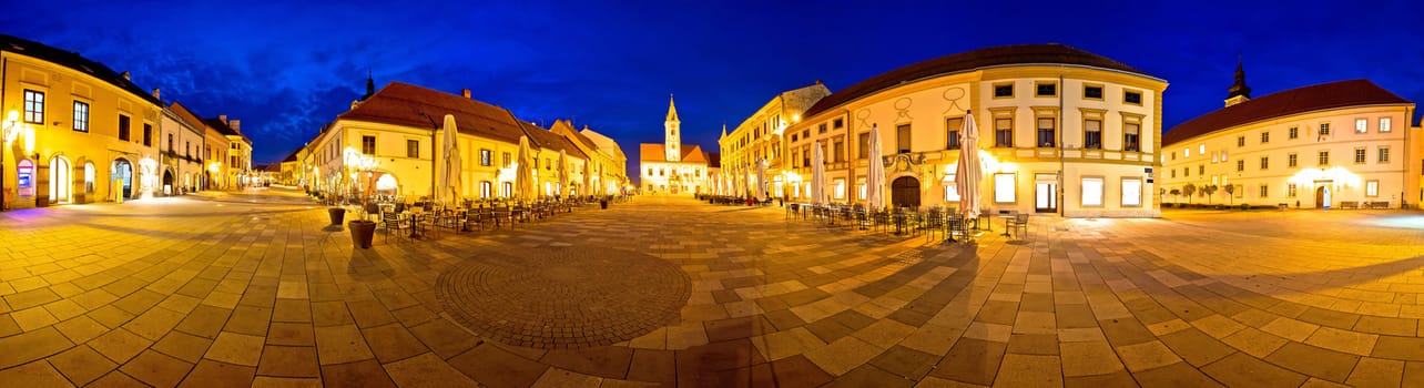 Town of Varazdin central square panorama, baroque town in northern Croatia