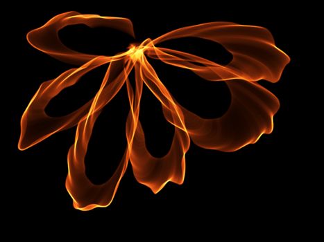 abstract red circular wavy smoke flame flower over black background.