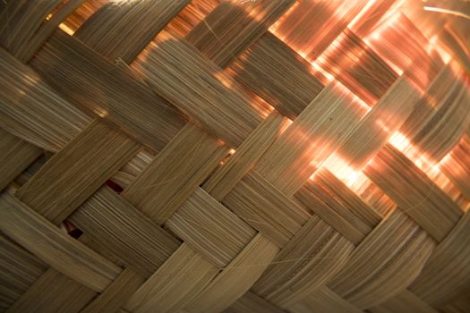 Old bamboo weave mat texture close up single focus photo