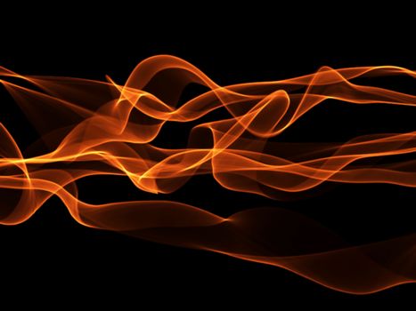 abstract red wavy smoke flame over black background.