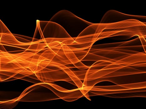 abstract red wavy smoke flame over black background.