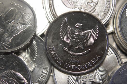 rupiah coins stack macro close up money