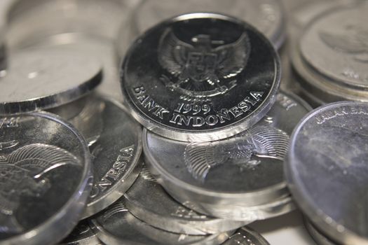 rupiah coins stack macro close up money