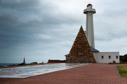 Donkin Reserve Lighthouse on a cloudy day in Port Elizabeth, South Africa.