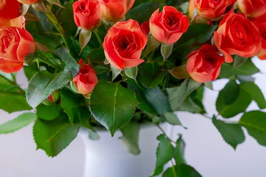 Big Bouquet of beautiful Red Roses on the table