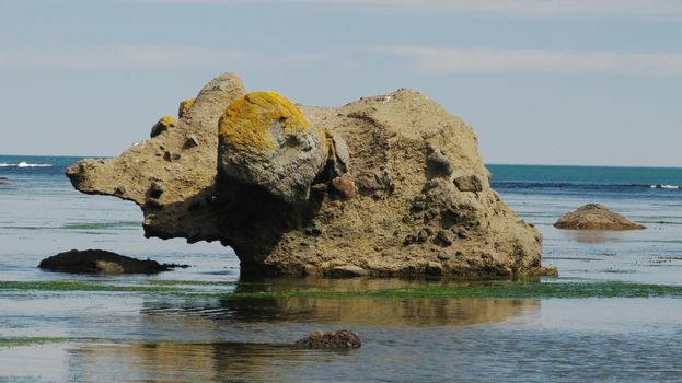 Stone mammoth, Tikhaya bay of Sakhalin island, Russia