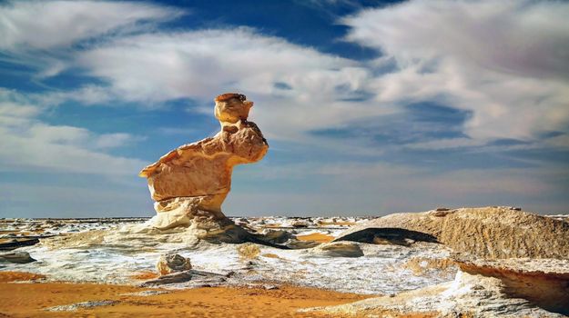 Sculpture Stone rabbit in white desert, farafra, Egypt