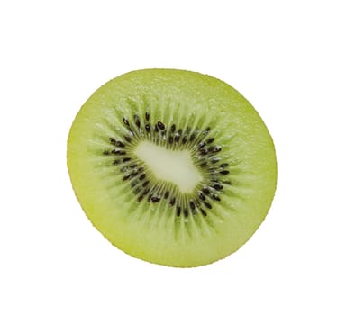 Cross section of ripe kiwi isolated on white background