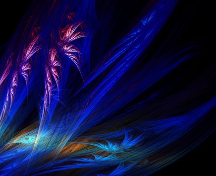 Fractal abstract colorful feathers. Abstract wing like background