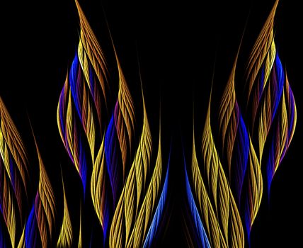 Fractal abstract colorful feathers. Abstract wing like background