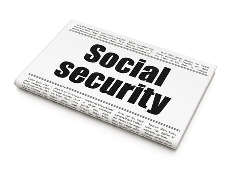 Privacy concept: newspaper headline Social Security on White background, 3D rendering