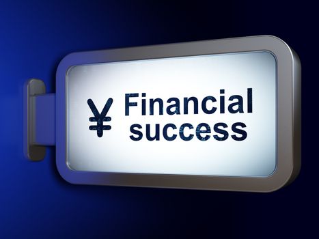 Money concept: Financial Success and Yen on advertising billboard background, 3D rendering