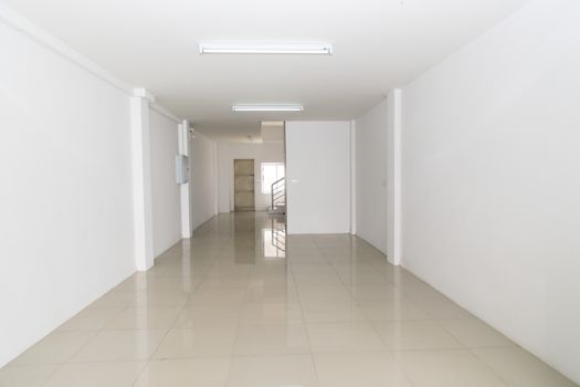 White Room Interior with Empty Wall Background