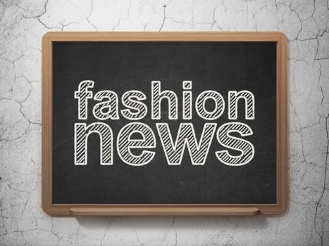 News concept: text Fashion News on Black chalkboard on grunge wall background, 3D rendering