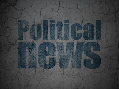 News concept: Blue Political News on grunge textured concrete wall background